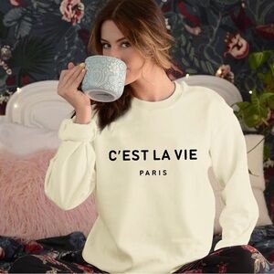 NWOT C'est La Vie Paris Cream Sweatshirt